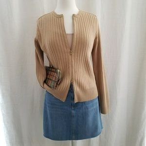 Gap Ribbed Double Zip Cardigan